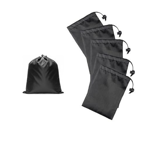 6-Pack Nylon Drawstring Bags with Toggle Closure - Multi-Size Cinch Sack Set for Travel Luggage Organization, Gym Gear, Shoe Storage, and Folding Blind Cane Pouch - Ditty Bags (5 x 7 Inch) - size: 5 x 7 Inch