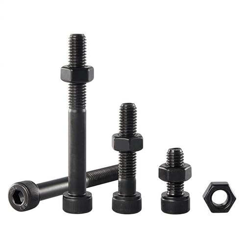 M10-1.5x90 Socket Head Cap Screw and Nut Kit 4set, Grade 12.9 Alloy Steel, Black Oxide Finish, Partially Thread, High Tensile Strength for Automotive, Machinery & Heavy Duty Use - size: M10x90mm(4 Sets）
