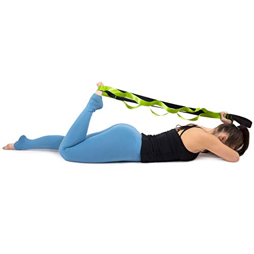 ProsourceFIt Multi-Loop Stretching Strap 8 Ft for Yoga, Pilates, Physical Therapy, Sports, Dance & Gymnastics to Improve Posture, Increase Flexibility and Mobility, 3 dual-toned colors available