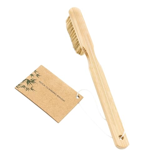 Climbing Gear Brush 20cm / 7.87in Long, Wood Handle with Natural Fiber Head and Tail Storage Hole for Outdoor Routes and Rock Pockets Rock Climbing Brush