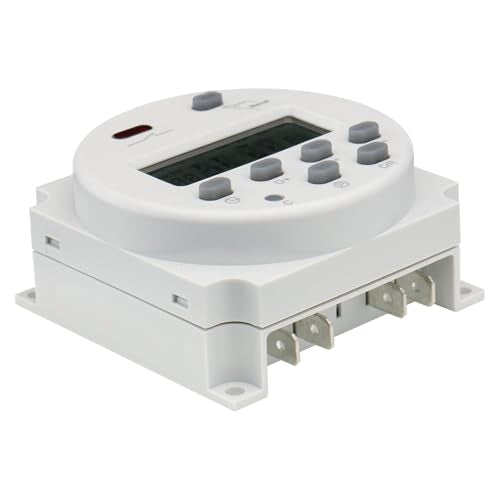 Baomain Time Switch Relay with 4 x Terminal Cable,Digital LCD Programmable Timer,110V AC Input,200-250V 16A Output,28 Programs Daily/Weekly Schedule,CN101A for Lighting and Equipment Control - size: Timer with Terminal Cable