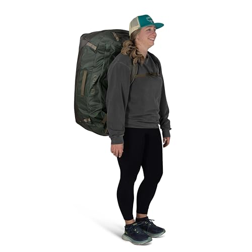 Osprey Transporter Lightweight Travel Duffel Bag - Extra Large Water Resistant Durable Gear Bag for Men and Women - color: Pine Leaf/Earl Grey, style: 120l