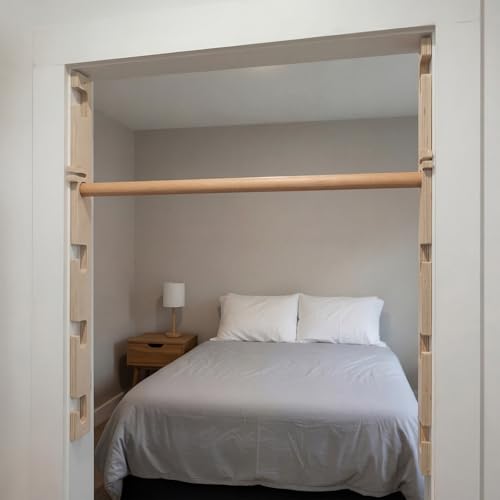 Leinuosen Doorway Pull-up Bar Sets Adjustable 5 Levels Wooden Doorway Pull-up Bar and 2 Door Frame with 6 Sets of Screw-in Heavy-duty Door-mounts to Fits 118cm - size: 100kg Load Capacity, style: with Locks