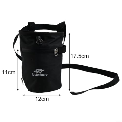 Rock Climbing Chalk Bag Featuring Stiffened Rim and Fleece Lining, No-Spill Magnesium Bag for Weightlifting Gymnastics Bouldering, 420D Fabric with Quick Clip Belt and Phone Pocket(Black) - size: Black