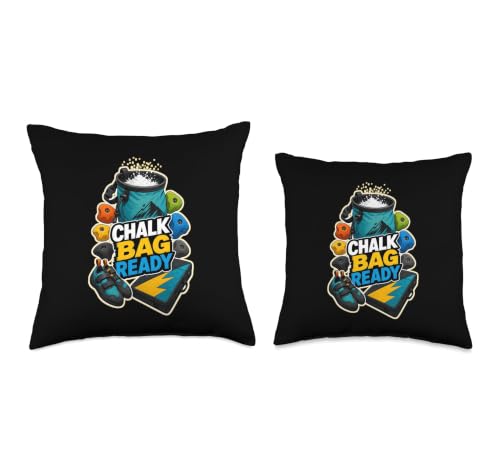 Chalk Bag Ready Bouldering Gym Throw Pillow - size: 18x18