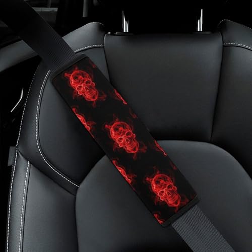 2 Pack Red Skull Car Seat Straps Shoulder Pads Universal Soft and Comfortable Seat Belt Cushion for Adults and Children, Stroller Pushchair High Chair - color: Pattern 920