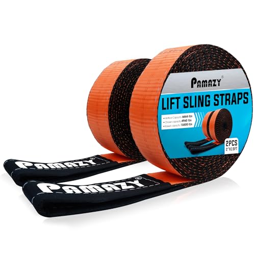 2”x15' Sturdy Lift Sling Strap, 18800lbs Heavy Duty Lifting Web Sling—2 PCS | Eye-Eye Nylon Strap for Hoist, 2-Ply Polyester Rigging Straps, Tree Saver Recovery Straps Web Sling Winch