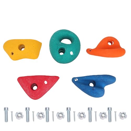 Kids Climbing Holds 5 Pack Colorful Resin Rocks for Indoor Outdoor Playground with Mounting Hardware