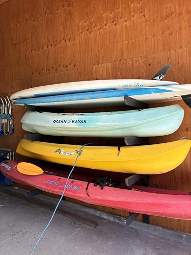 ReRackiT - Outdoor or Indoor Wall Mounted Kayak Rack, SUP Rack, Canoe Rack - Stackable - size: 3 Rack - (For Kayaks/SUPs)