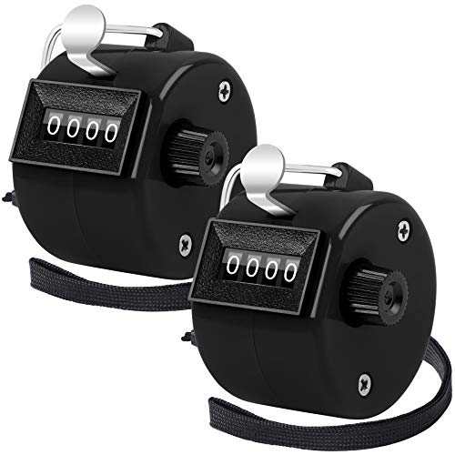 FEBSNOW 2 Pack Tally Counter Clicker 4 Digit Number for School Event | For Row Sport School Event Coaches, Mechanical 4 Digit Counting, Handheld People Clicker Counter - color: Two Black