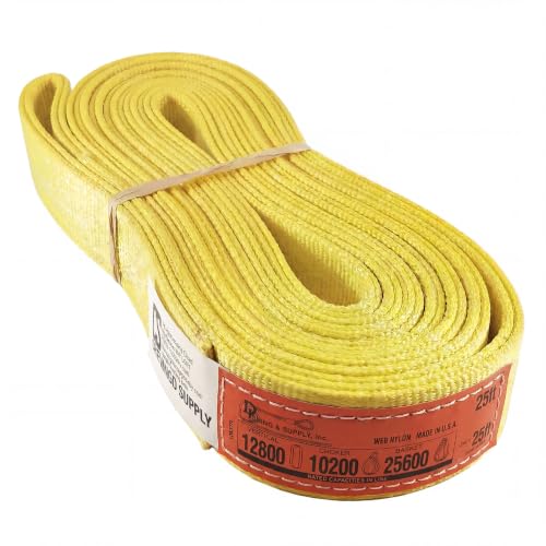 DD Sling 2" x 25' Nylon Endless Lifting Sling – USA Made, 12,800 lb Vertical, 10,200 lb Choker, 25,600 lb Basket – 2 Ply Heavy Duty 900 Webbing, Type 5 Endless Rigging Sling - size: 2"x25'
