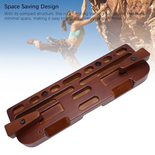 Climbing Hangboard, Wooden Fingerboard for Rock Climbing Enthusiasts, Space Saving Grip Strength Training Board with Smooth Non Burr Surface