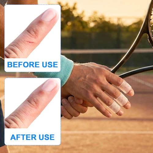 PAGOW 6pcs Finger Covers for Skin Picking, Stop Nail Biting Finger Guard | Reusable Breathable Silicone Anti Skin Picking Finger Gloves for Nail Biting Prevention, Cuticle Protection, Cracked - Clear