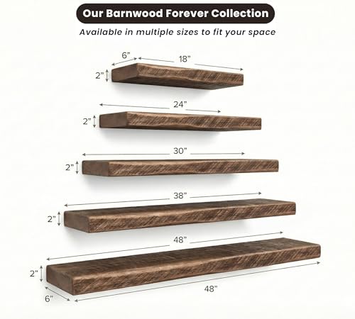 Reclaimed Wood Floating Shelves Real Thick Solid Wood Shelf Handmade - size: 24x6