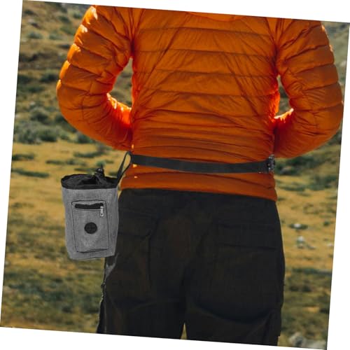 Toyvian Gray Oxford Cloth Climbing Chalk Bag with Antislip Grip Enhancer Multiple Pockets and Brush Holder for Rock Climbing Bouldering Gym Use Outdoor Training Pouch