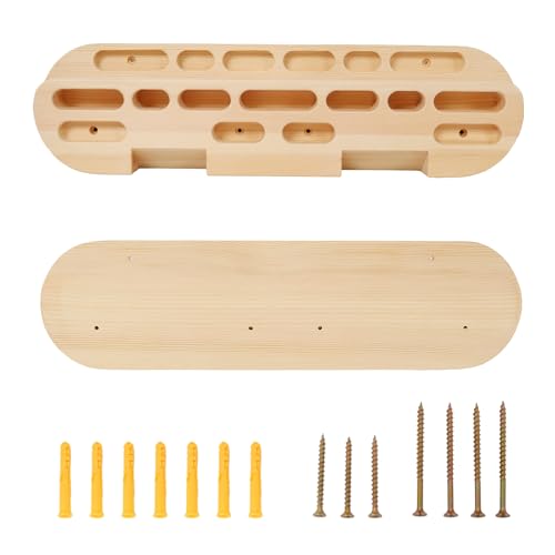 HRVEOCEI Climbing Hangboard for Rock Climbing Training – Wooden Fingerboard with Multi-Grip Design – Strengthen Fingers & Grip – Easy Mount for Home & Gym - color: Brown 1