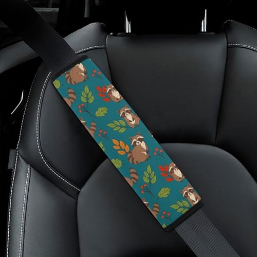 Soft Padded Car Seat Belt Pad for Child, Most Cars, 2 Piece Raccoon Seat Belt Cushion Comfortable Driving - color: Pattern 372