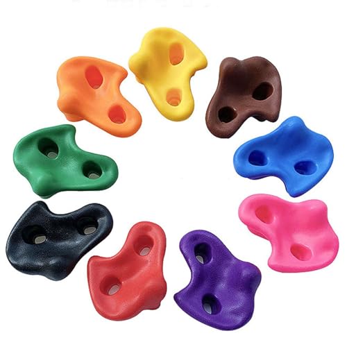 6pcs Rock Climbing Holds, Thickened PE Climbing Grips, Easy Installation for Kids Rock Wall, Pink, Green, Brown, Purple, Yellow, with Hardware