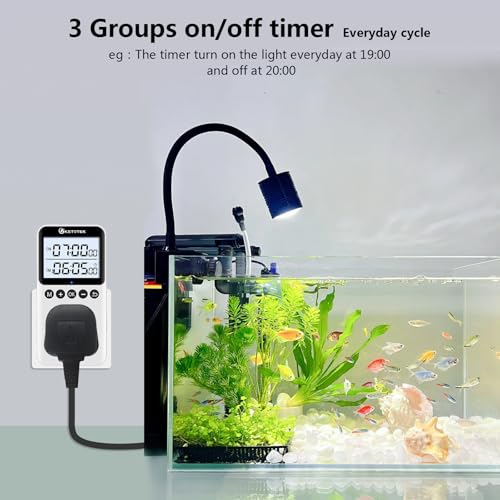 KETOTEK KTTS02 Repeat Cycle Timer Outlet Plug in Timer Switch Socket | Indoor Electrical Countdown Timers for Lights,Aquarium,Pets Home Appliances