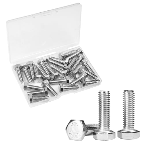 25 Pcs M6 Hex Bolts M6-1.0 x 20mm Hex Head Screw Bolt 304 Stainless Steel M6-1.0mm Hexagon Bolts Hex Head Screws, Metric Machine Fully Thread, Bright Finish - size: M6-1.0 x 20mm
