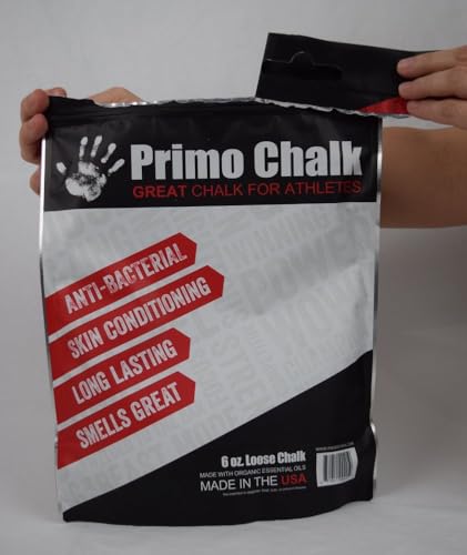 Primo Chalk Resealable Bag: Loose Chalk for Weightlifting, Rock Climbing, & Gymnastics, Made in The USA, Chalk Ball Refill for Superior Grip - size: 6 oz.