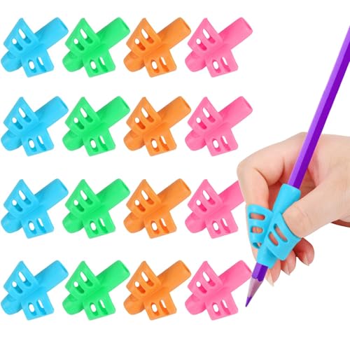 SANNIX 16 Pack Pencil Grips for Kids Handwriting, Pencil Holder for Kids | Handwriting Grip, Ergonomic Training Pen Grips, Writing Tool for Toddlers, Preschoolers, Children - color: 16pcs-2 Finger Grip