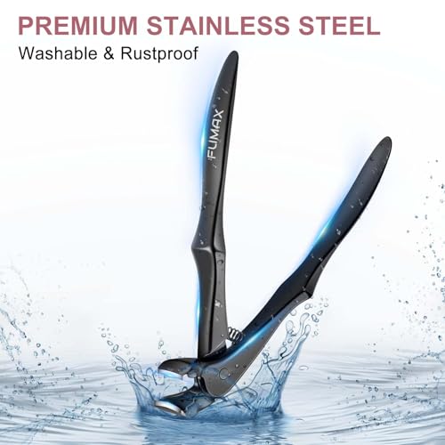 Nail Clippers for Men - Long Handled Toenail Clippers for Seniors Thick Toenails, Heavy Duty Large Nail Clippers for Thick Nails with Wide Opening, Sharp Nail Cutter Gifts for Men Women Adults, Black