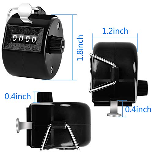 FEBSNOW 2 Pack Tally Counter Clicker 4 Digit Number for School Event | For Row Sport School Event Coaches, Mechanical 4 Digit Counting, Handheld People Clicker Counter - color: Black White