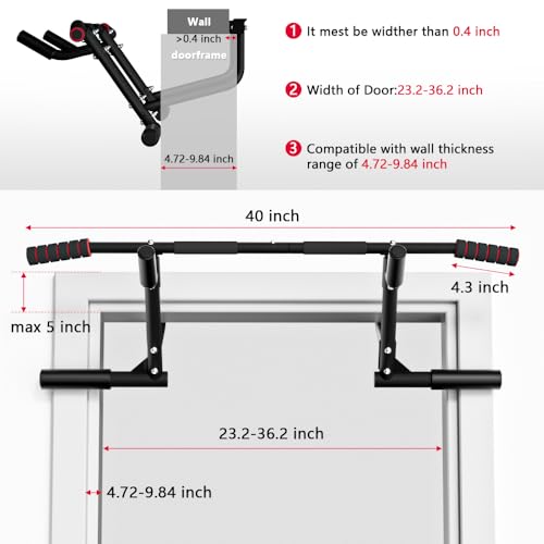 ONETWOFIT 2026 Upgrade Multi-Grip Pull Up Bar for Doorway - 460 lbs Heavy Duty Chin-Up Bar for Home Gym Exercise, Door Frame Pull Up Bar for Almost All Doors