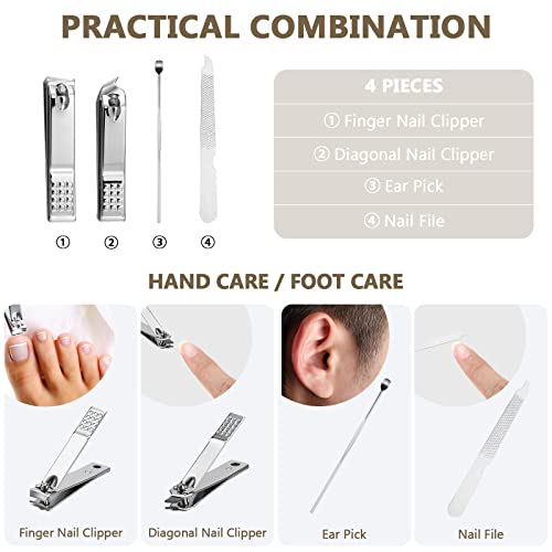 Lasnten 24 Set Valentine Manicure Set Bulk Nail Clippers Grooming Nail Kit Stainless Steel Professional Pedicure Tools Kit with Travel Case for Men Women Valentine's Day Gift(4 in 1,Brown) - color: Brown, size: 4 in 1