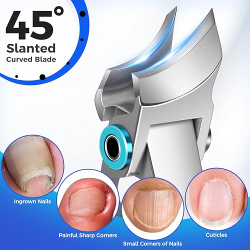 Toenail Clippers for Thick Toenails for Seniors | Heavy Duty Nail Clippers for Men Thick Ingrown Nails with Wide Jaw, Slanted Curved Large Fingernail Ingrown Toenail Clippers - size: Large