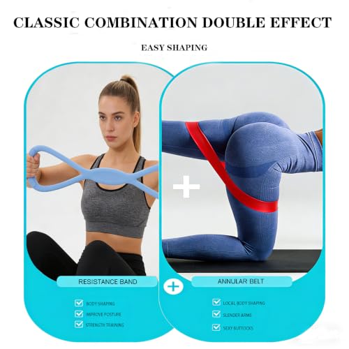Figure 8 Resistance Band with Handles,-15LB Pull Rope for Shoulder & Back Stretching, Arm Toning, Posture Correction - Home Gym, Yoga, Resistance Bands for Women kkmilamila