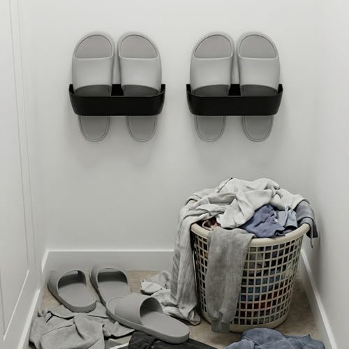 Wall Mount Shoe Rack 2 Pack Plastic Shoe Holders Storage Organizer | Self-Adhesive Shoe Storage for RV, Entryway & Wall, Plastic Wall Rack for Closet, No-Drill Organizer for Camper & Home