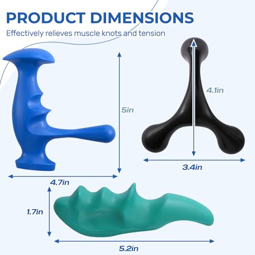 3PCS Thumb Saver Massage Tools,Manual Deep Tissue Massage,Set Include 1 Green Thumb Protector Tool & 1 Trigger Point Pressure Massager & 3-Legged Massage Knobs (3 Pcs) - color: 3 Pcs