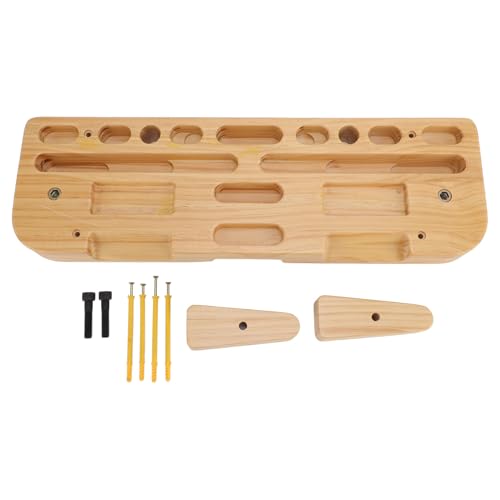 Alomejor Wooden Training Hang Board, Enhanced Strength Exercise Compact Climbing Finger Board for Home Gym Outdoor, Various Grip Hole, Solid Wood