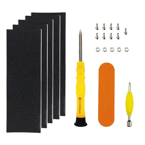 Fingerboard Foam Grip Tape(5pcs 110mm*37mm) Anti Slip Foam Tape for MINI Skateboard Finger Skateboard Installation Tools and Screws Nuts Set Bundle