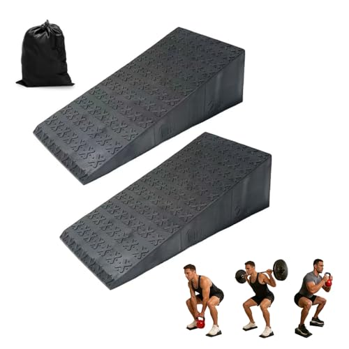 Squat Wedge Block for Weightlifting Workout, 2 Pcs Non-Slip Heel Elevated Squat Wedge, 500lbs Load Slant Board for Squats to Improve Squat Mobility Balance & Strength Performance, 12.0*6.1*3.4inch