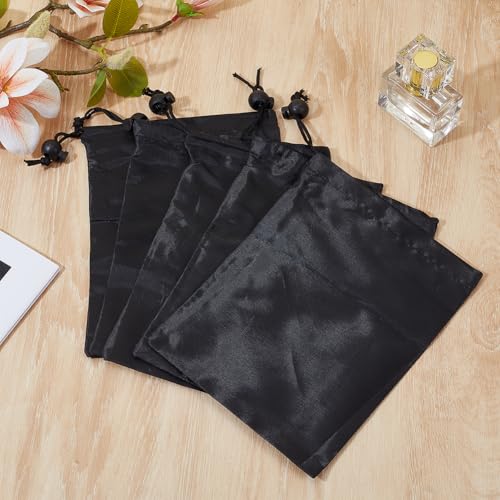 10 Pack Drawstring Bag with Toggle, Black Nylon Gym Ditty Bag Stuff Sack Storage Pouch for Travel Storage Pantry Gifts Organization, 7.95 x 6.14 Inch