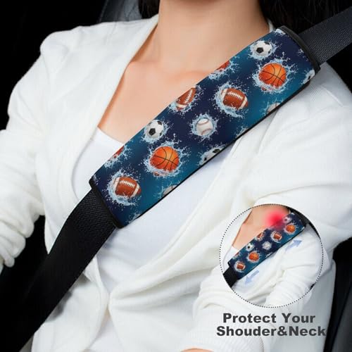 2 Pack Sports Balls Basketball Baseball Football Soccer Car Seat Belt Pad Soft Padded Seat Belt Cushion for Child, Stroller Pushchair High Chair, Shock Absorption - color: Pattern 175