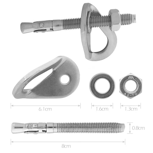 Climbing Holds Anchor Set - 6 PCS - Stainless Steel Bolt Hanger and Bolt Heavy Duty Climbing Holds Weight 2500KG for Indoor Outdoor Climb Train - size: 8MM