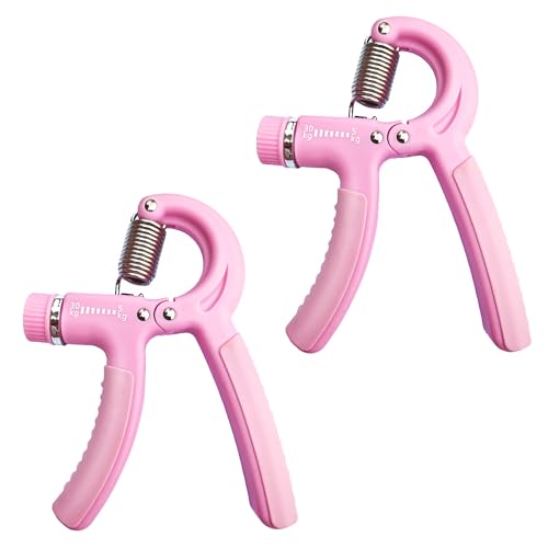 Strengthener Hand Grip 2 Pack Kid Boys Girls Teenager Strength Trainer Number Counter Forearm Finger Wrist Gripper Exerciser 5-30kg Adjustable Stretcher Squeezer Workout - color: Pink