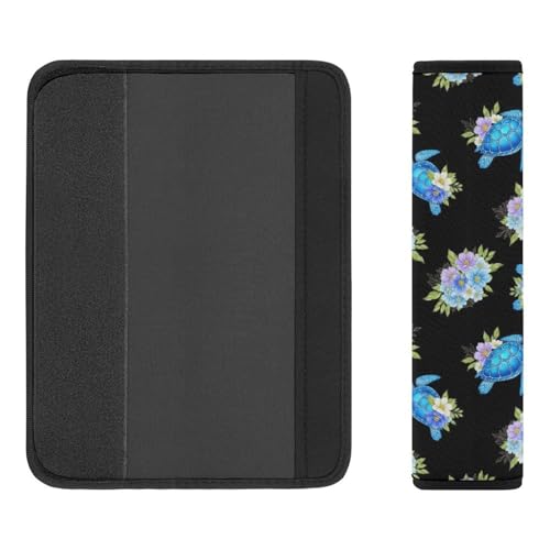2 Pack Universal Fit Seat Belt Shoulder Pad for Kids, Car Seats Pushchair Strollers High Chair Pushchair, Sea Turtle Neon Black Shoulder Protector, Anti-Slip Pad - color: Pattern 397
