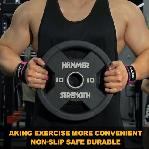Lifting Straps for Weightlifting, Lifting Wrist Straps for Gym Strength Training, Neoprene-padded Wrist Cushion - Men & Women - color: Pink