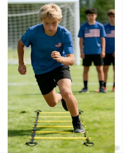 6 Packs Agility Ladder Speed Training Set - 36 Detachable Rungs (20 Inches Each) with 24 Ground Stakes, Portable Exercise Ladders for Soccer Football Footwork Training w/Carry Bag - color: yellow