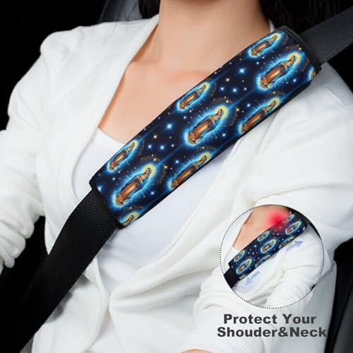 2 Pack Virgin Mary Mother Mary Space Seat Belt Cover Universal Fit Shoulder Protector for Adults and Children, Most Cars, Comfortable Driving - color: Pattern 96