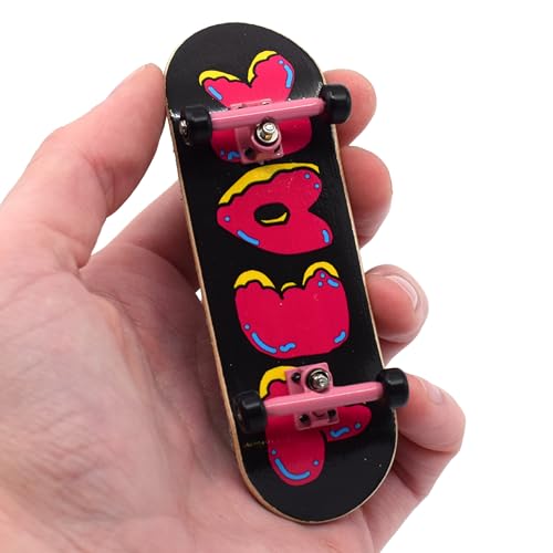 Teak Tuning 32mm Pro Fingerboard Heat Transfer Graphic Complete - Fully Assembled with Pro Level Parts - Pro Shaped Wood Deck (34x97mm), UltraSpin Wheels, Prodigy Trucks - Donut Teak Logo - color: Donut Teak Logo