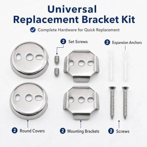 1Set Towel Bar Replacement Parts Mounting Bracket Universal | Bathroom Hardware Silver Suspension Fastening Screw Towel Bar Mounting Hardware for Common Fixtures like Robe Hooks, etc.
