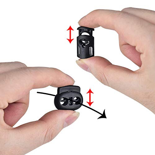 Kare & Kind 30 Pcs Plastic Cord Locks & Elastic Bungee Cord - Single Hole and Double Hole Drawstring Stoppers - Use for Shoelace, Clothing, Bag, Backpack, Camping Equipment - for DIY, Crafting, Gift