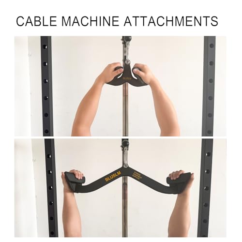 BLUSLM LAT Pull Down Bar for Cable Machine, LAT Pulldown Attachments T-bar V-bar Cable Attachment for Gym, Back Tricep Strength Training Handle - size: 2 Pieces