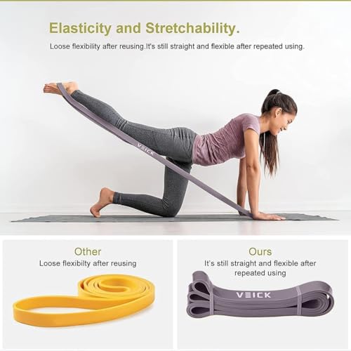 VEICK Pull Up Assist Resistance Bands for Home Gym | 100% Natural Latex, Non Slip Leather Texture, Space Saving, Versatile for Full Body Training, Home Gym - color: Green/Purple Set of 4
